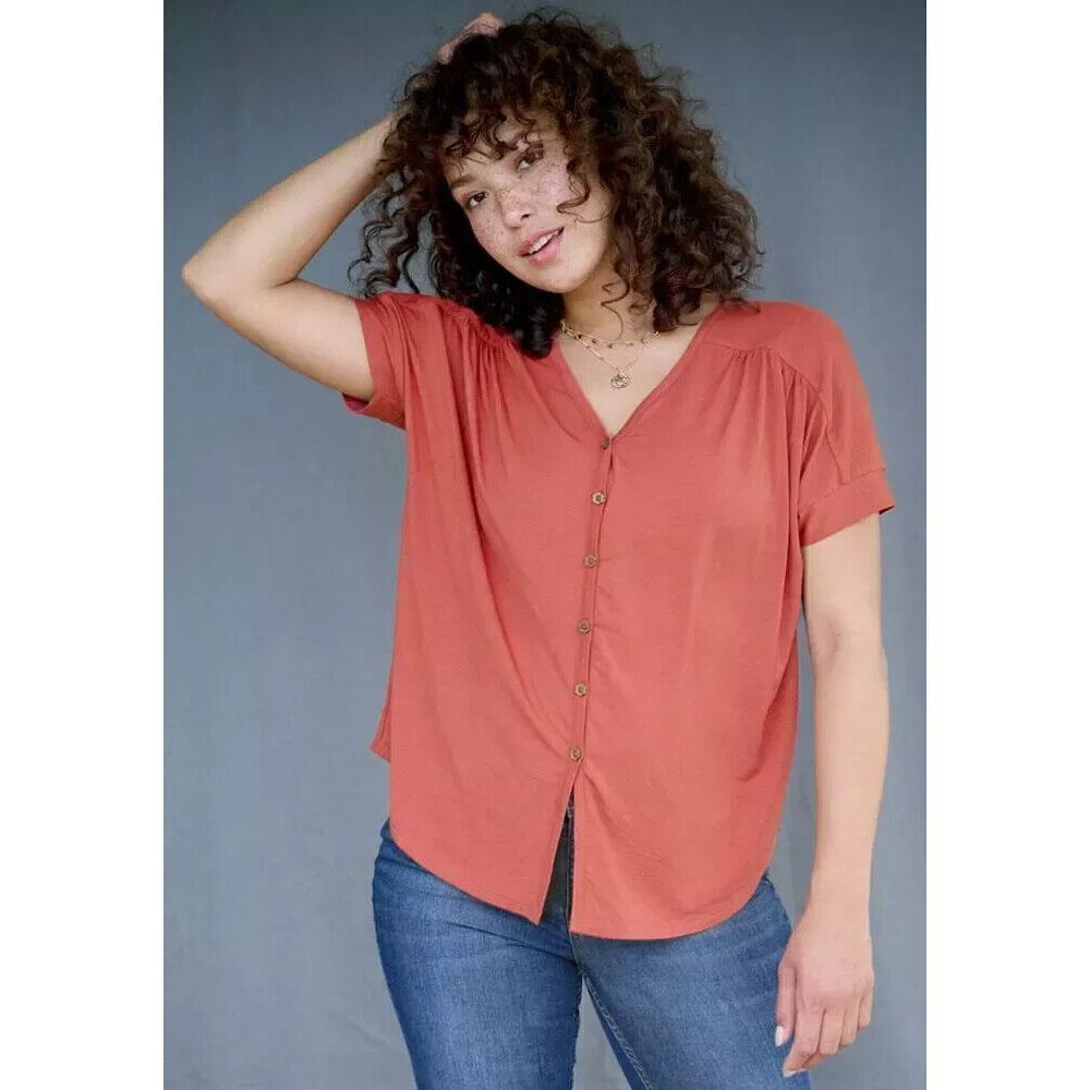 Matilda Jane Women's Just Imagine Becca Button Tie Front Top Size Medium